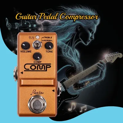 Rowin Tiny Analog Comp Box Guitar Compressor Pedal Compression Effect for Electric Guitar BASS Pedalboard True Bypass