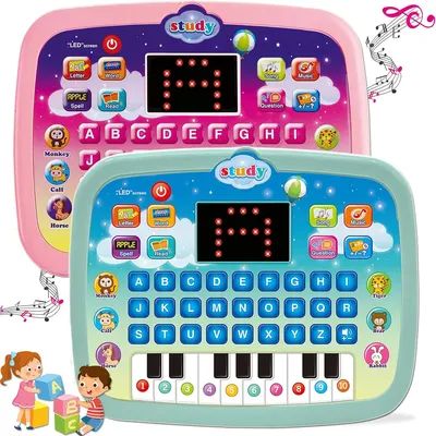 Kids Tablet, Educational Learning Pad with LED Screen, Early Development Interactive Electronic Toy for Boys & Girls
