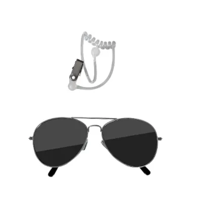 Halloween handsome police cos walkie-talkie headset black sunglasses two-piece set