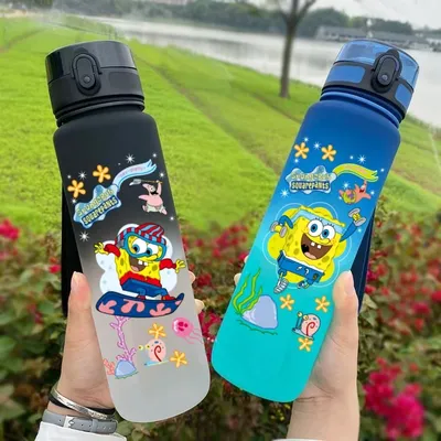 650ML SpongeBob SquarePants Figure Water Cup Portable Children's Outdoor Sports Large Capacity