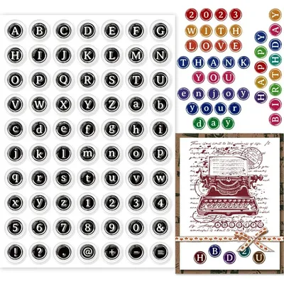 Typewriter Alphabet Clear Stamps English Letter Number Silicone Clear Stamp Seals for DIY