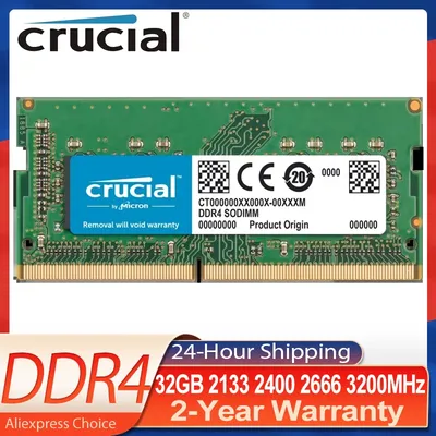 Notebook Crucial DDR4 Ram So-dimm 32GB 3200MHz 2400MHz 2666MHz 2133MHz DDR4 32GB Notebook 260-Pin