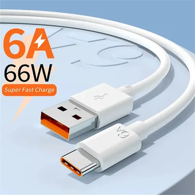 TypeC USB Cable 6A 66W Super Fast Charging for Huawei Honor Xiaomi Redmi OPPO VIVO realme iQOO
