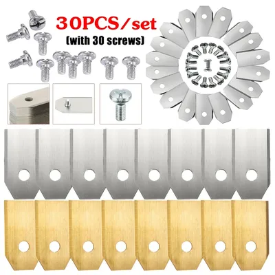 18/30pcs Stainless Steel Lawn Mower Cutting Blade W/Screw Kit Replacement For Husqvarna