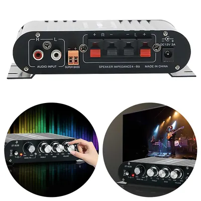 ST-838 HiFi 2.1 Channel Power Amplifier Bass and Treble Adjustment 80W*2 Stereo Bass Sound Amp Black