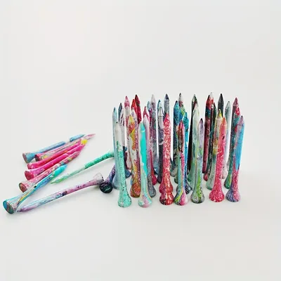 30Pcs New Golf Tee Dazzling Colorful Wood Tees 83mm/70mm Nail Seat Golf Ball Stand Golf Practice