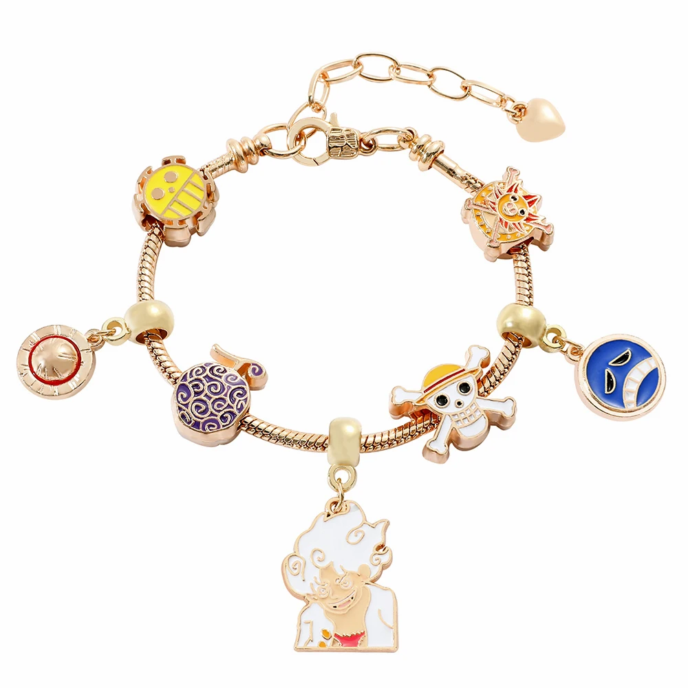 One Piece Nika Pendant Bracelets Anime Figure Portgas·D· Ace D. Luffy Pirate Beads Chains DIY Charms Bracelet for Fans Gifts