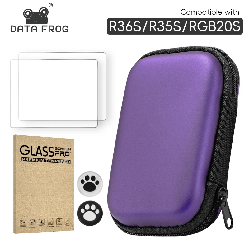 DATA FROG Tempered Glass Protable Bag for R36S 3.5Inch Handheld Game Console for RGB20S R35S Screen Protective organizer bag