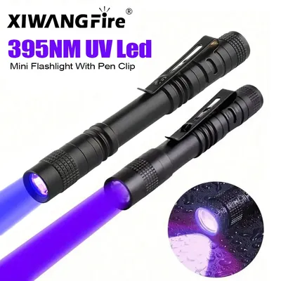 365nm UV Flashlight Ultraviolet Torch With Pen Clip Portable Violet Light Pet Urine Scorpion
