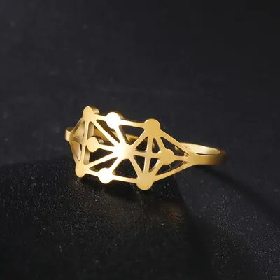 My Shape Sephirot Kabbalah Tree of Life Rings Women Stainless Steel Adjustable Size Geometric Finger