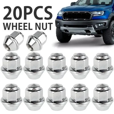20Pcs Wheel Nuts For Ford Wheels M12x1.5 19mm Hex Wheel Nuts 60 Degree Taper Carbon Steel Plated