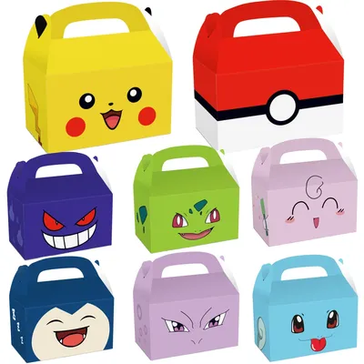 Pokemon Candy Box Birthday Party Decor Pikachu Paper Gift Bags Pokeball Handle Gift packaging box