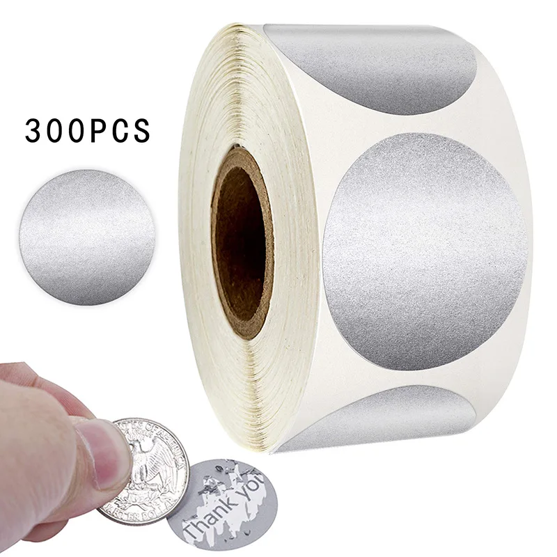 300PCS/roll explosive roll packaging scratch silver sticker label