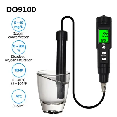 DO9100 Digital Dissolved Oxygen Meter 0.0-40.0 Mg/L Waterproof ATC 0.0-300.0% DO Tester Water