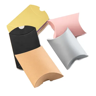 10pcs Paper Pillow Favor Box Candy Treat Gift Case For Wedding Birthday Jewelry Packaging Material Supplies