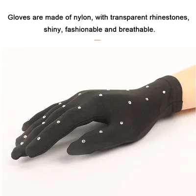 New Fashion Figure Skating Wrist Gloves Skin Friendly Sunscreen Mittens Crystal Gloves for Adult