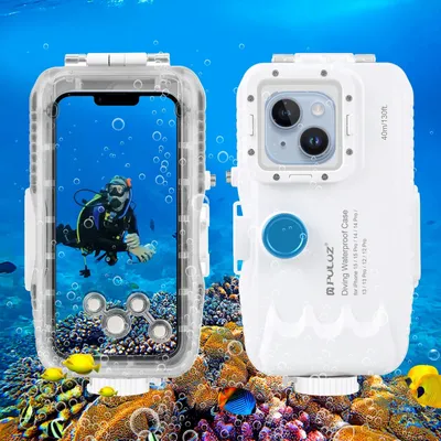 PULUZ 40m 130ft Waterproof Diving Case for iPhone 15 15 Pro 14 14 Pro 13 13 Pro 12 12 Pro with