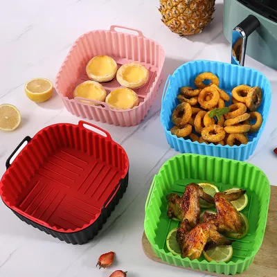 1PC Square Silicone Air Fryer Basket Reusable High Temperature Resistant Easy to Clean Air Fryer