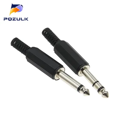 5PCS 6.3MM Mono/Stereo AUDIO jack plug male connector Welding line HeadPhone stereo 1/4" 6.35mm 6.3
