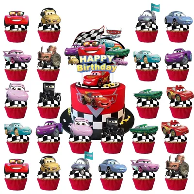 McQueen Cake Toppers Lightning McQueen Birthday Cake Decorations Boys CupCake Topppers For Kids Baby