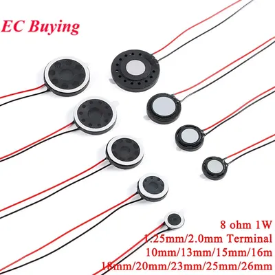 1-2Pcs Speaker Loudspeaker Audio Alarm 8R 8 ohm 1W 10mm/13mm/15mm/16m/18mm/20mm/23mm/25/26mm Tablet