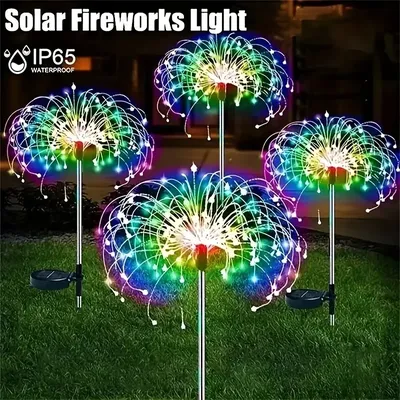 NEW 200LEDs Solar Fireworks Lights Outdoor Waterproof Solar Garden Lights 8 Lighting Modes With