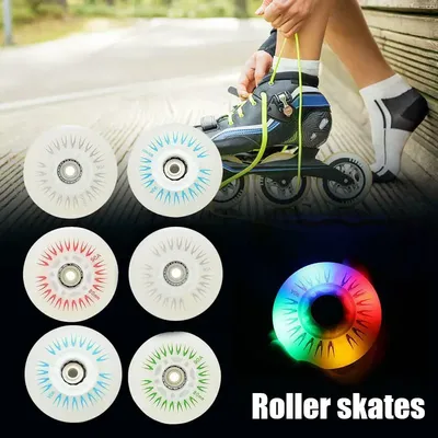 4pcs Flash Inline Skate Wheels 90a LED Lighting Skating Wheels 68/72/76//80mm Speed Skates Rock