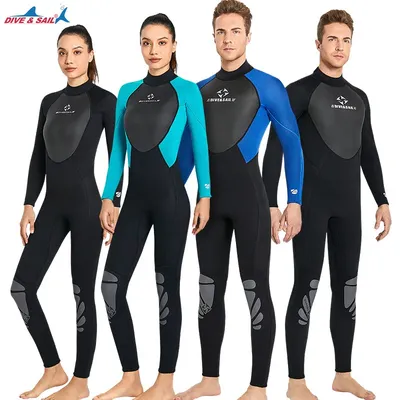 Men 3MM Neoprene Wetsuit One-piece Warm Women Full-body Wetsuit Surfing Swimsuit Water Sports Scuba