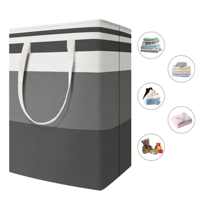Large Laundry Baskets Waterproof Freestanding Laundry Hamper Collapsible Tall Clothes Hamper with