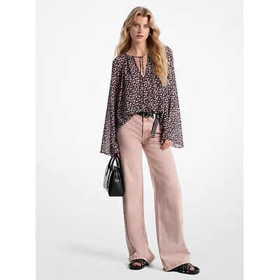 Michael Kors Garment-Dyed Wide Leg Jean Pink 0