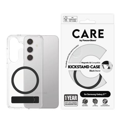 CARE BY PANZERGLASS Handyhülle "Magnetic QI Compatible Kickstand Case für Samsung Galaxy S25", schwarz, B:11cm H:2,5cm T:20cm, Hüllen, Backcover, Schutzhülle, Handyschutzhülle, Case, Schutzcase, stoßfest