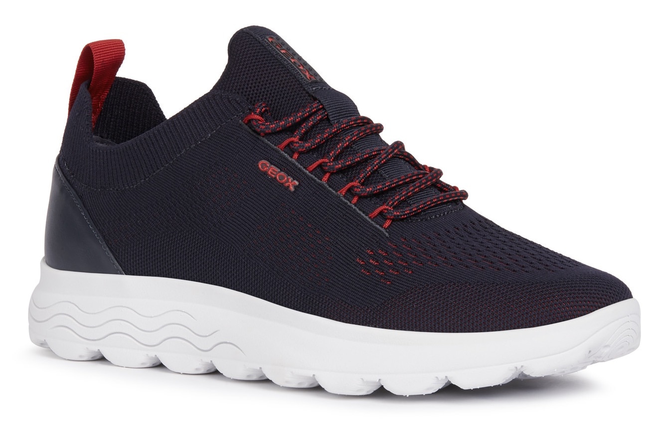 Slip-On Sneaker GEOX "U SPHERICA", Damen, Gr. 44, blau, Lederimitat, Textil, Schuhe, Slipper, Sneaker, Freizeitschuh mit Gummizug