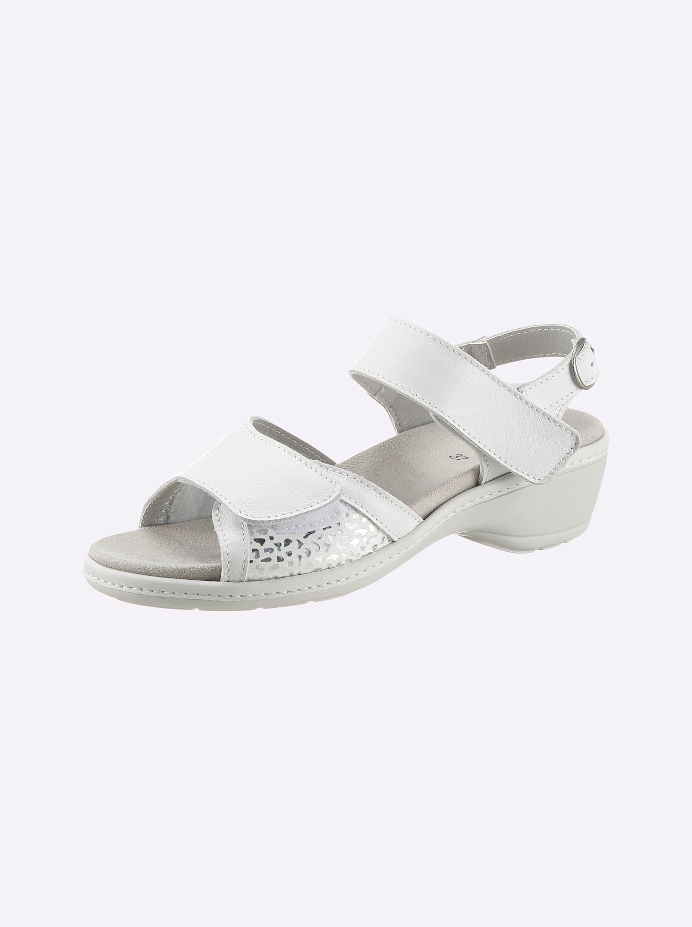 Sandalette CLASSIC BASICS, Damen, Gr. 39, weiß, Glattleder, Schuhe Sandalette