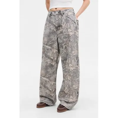 BDG Washed Tree Camo Trousers - Green XS at Urban Outfitters