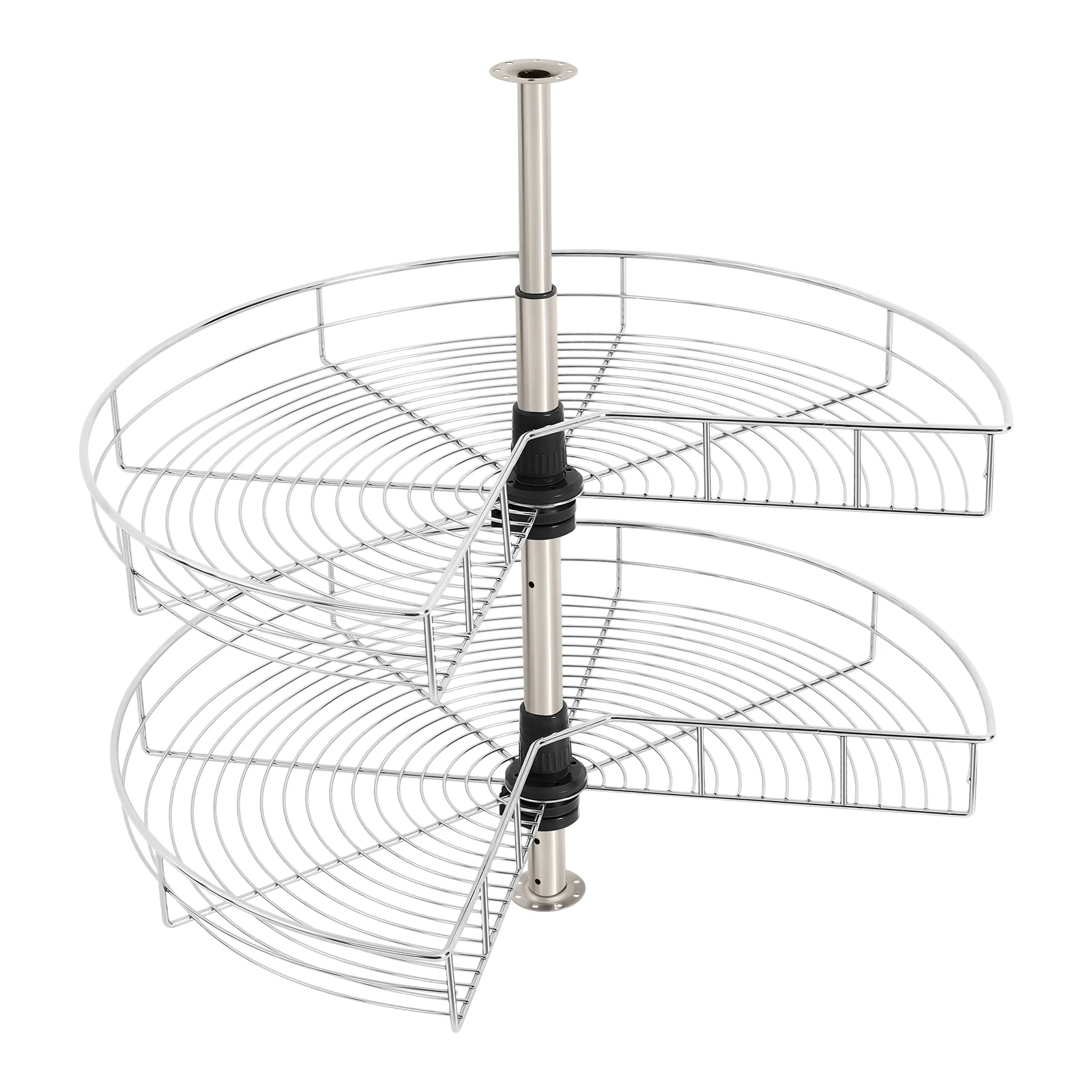 2-stufiger Schrank aus Karussell, Eisen für Küchen-Unterschrank 270 ° Rotierendes Karussell für die Küche, herausziehbarer Drahtkorb, Eckspeisekammer