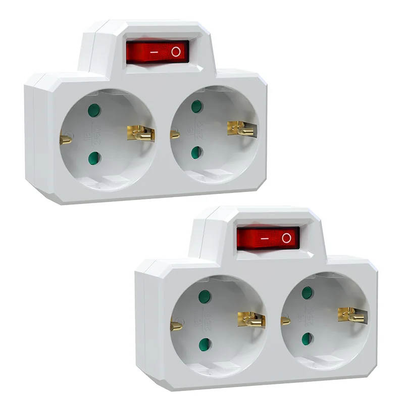 EU-Stecker-Erweiterungs-Konvertierungs buchse mit Ein-/Ausschalter-Strom versorgung, 2-poliger 3,5-mm-EU-Deutschon-Reiseadapter 16a 4,8 V Image