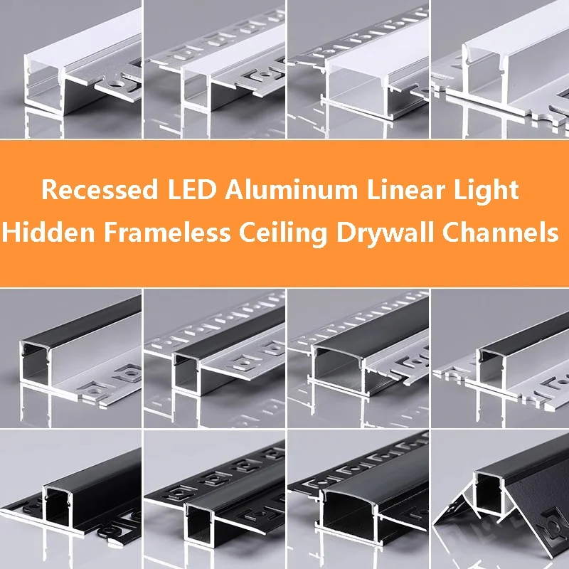 LED-Einbauleuchte aus Aluminium, lineares Licht, versteckte rahmenlose Decke, Gips, Trockenbau, Kanäle, Diffusor, Wanddekoration, eingebettetes Bar-Streifenlicht