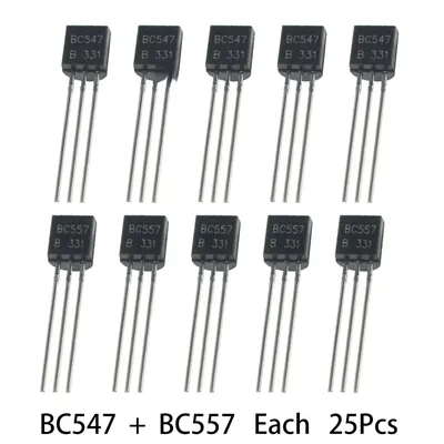 50 teile/satz transistoren kit bc547 bc557 je 25 stücke transistor triode npn pnp neu Image