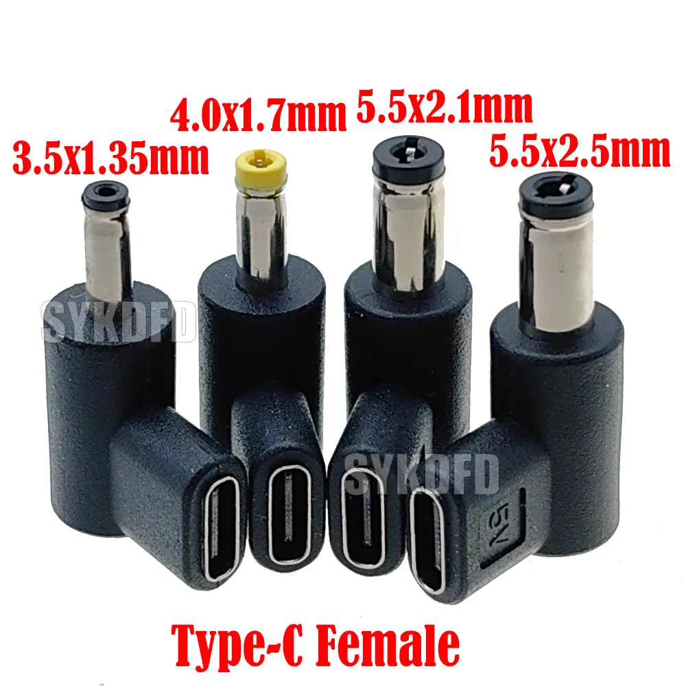 DC-Stromanschluss, universell, 5 V, Typ C auf DC 3,5 x 1,35 mm/4,0 x 1,7 mm/5,5 x 2,5 mm, männlicher Klinkenstecker, Ladeadapter-Konverter Image