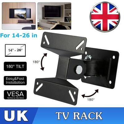 TEMU Tv Wall Bracket 14-26inch, Solid & Sturdy Tv Mount With Swivel Tilt Max Capacity 35lbs Full Motion Monitor Tv Wall Bracket For Most 14 15 20 22 24 26 Inch Tvs Led Plasma Screen Monitor Lcd Oled