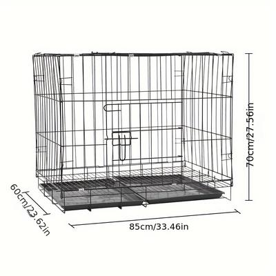 TEMU 85*60*70cm Metal Dog Cage 2 Doors Cat Cage Rabbit Cage Pet Supplies Pet Cage With 2 Trays Small And Medium Dog Teddy