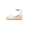 Keilsandalette TOMMY HILFIGER "FLAG CLOSED TOE MID WEDGE ESPAD", Damen, Gr. 39, braun (ecru, braun), Baumwolle, Leder, modisch, Schuhe, Riemchensandale, Sommerschuh mit verstellbarer Schnalle