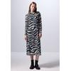 Midikleid STREET ONE STUDIO, Damen, Gr. 40, EURO-Größen, grau (flint grau), Stoff, Obermaterial: 94% Polyester, 6% Elasthan; Unterkleid: 100% Viskose, animal-print, casual, normal wadenlang, Rundhals, Langarm abgesteppt, Kleider, mit Rundhalsausschnitt