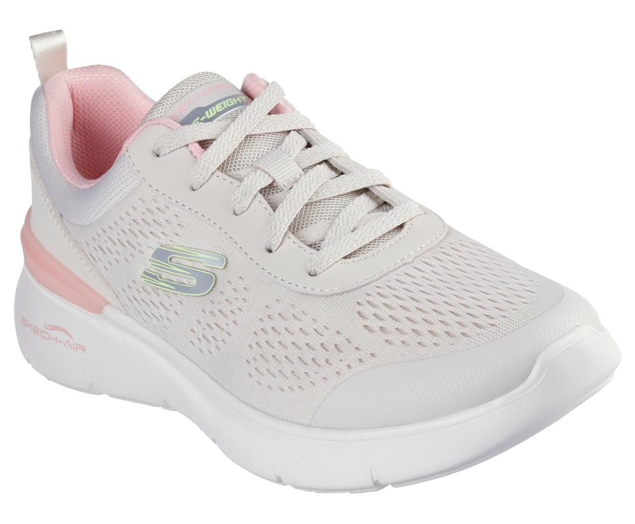 Sneaker SKECHERS "SKECH-AIR DYNAMIGHT 2.0-NEW HEIGHTS", Damen, Gr. 36, beige (natur, rosa), Lederimitat, Textil, Schuhe Sneaker, Schnürschuh, Fitnessschuh, Halbschuh, Freizeitsch mit Memory Foam