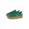 Plateausneaker TOMMY JEANS "THE GREENWICH FLATFORM SUEDE", Damen, Gr. 38, bunt (grün, rose), Veloursleder, Lederimitat, sportlich, Schuhe Retrosneaker, Freizeitschuh, Halbschuh, Schnürschuh mit dezenten Ziernähten