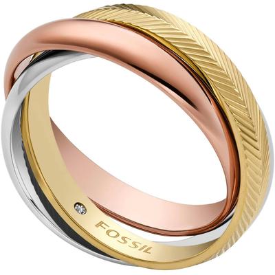 Fingerring FOSSIL "Schmuck Geschenk Edelstahl Ring Harlow, JF04807998" Gr. 16,5, rosa (silberfarben, gelbgoldfarben, roségoldfarben), Fingerringe, Damen, 16,5, Edelstahl, 3mm Image