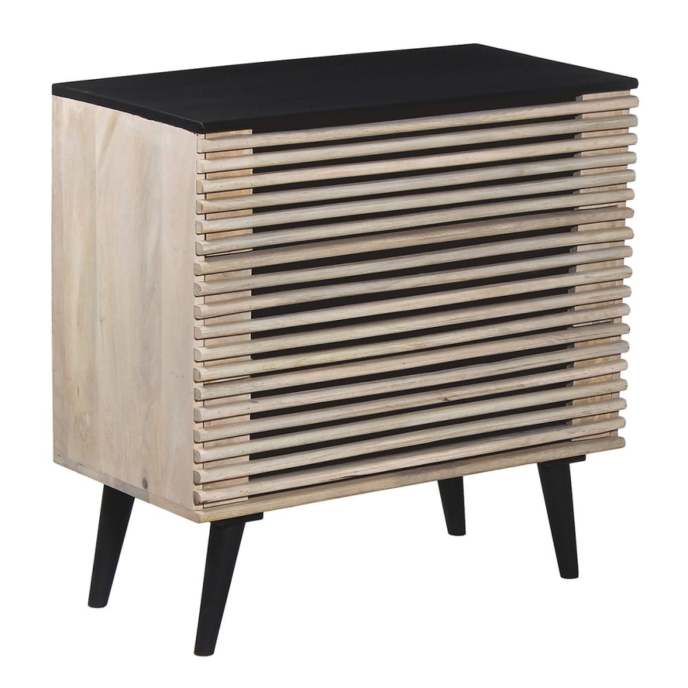 Commode 3 tiroirs en manguier massif et noir façades ajourées