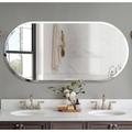 120x60cm Specchio da Bagno Decorativo ingresso da Parete Ovale Moderno Argento Vetro