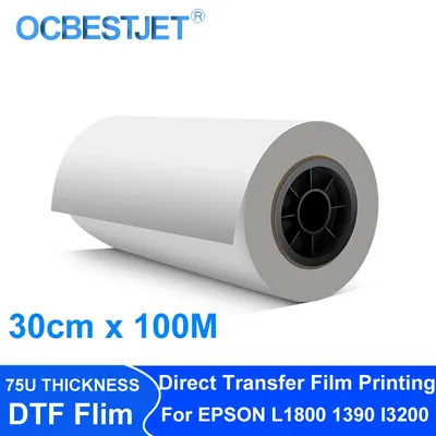 30cm*100m Roll DTF film PET Transfer Film 75 Micron For Direct Transfer Film Printing For Epson
