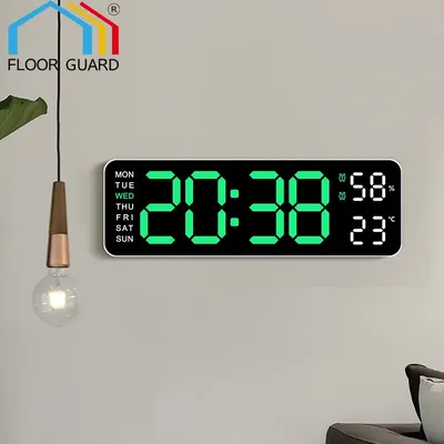 12inch Smart Mute LED Electronic Wall Clock Modern Desk Clock Night Alarm Minimalist Thermometer